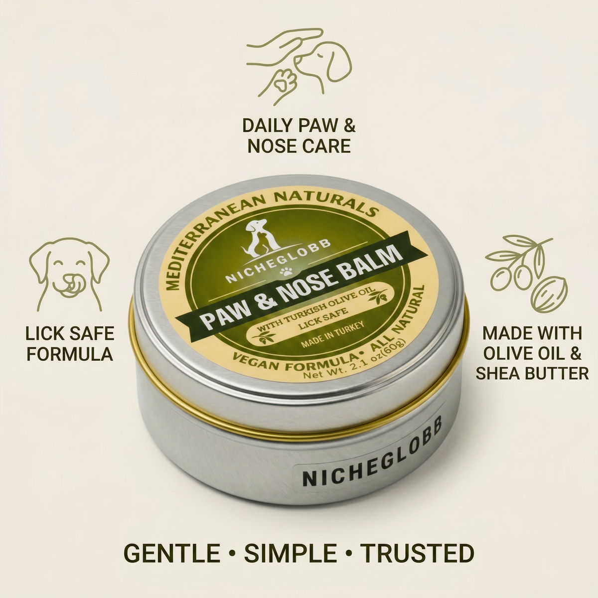 NICHEGLOBB Mediterranean Olive Paw & Nose Balm