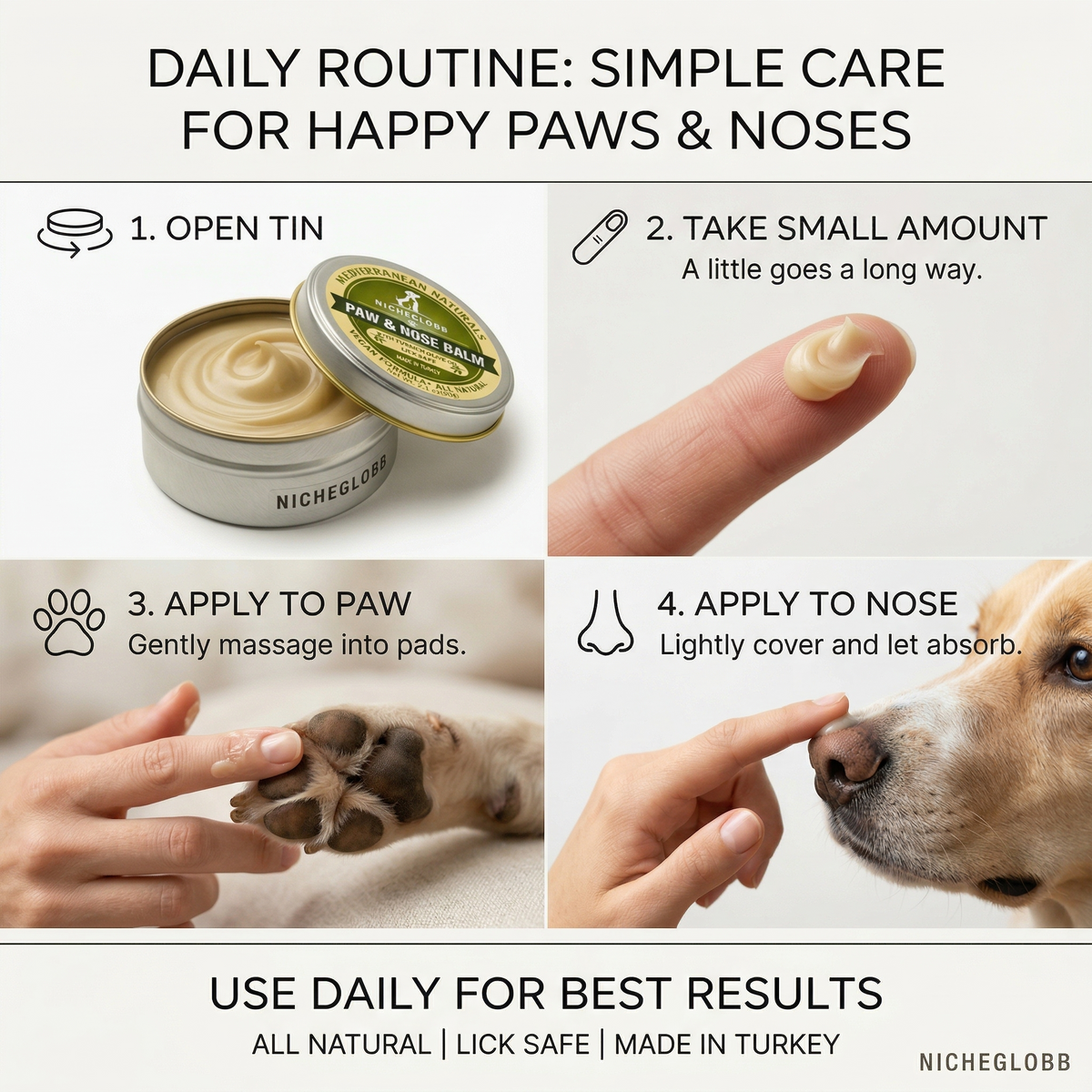 NICHEGLOBB Mediterranean Olive Paw & Nose Balm