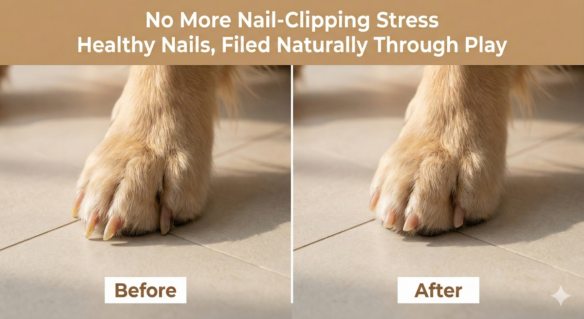 Bamboo Dog Nail Scratch Board Adjustable Non Slip Nail Filing Ramp for Dogs, Includes Extra Sandpaper, Natural Stress Free Alternative to Nail Clippers & Grinders